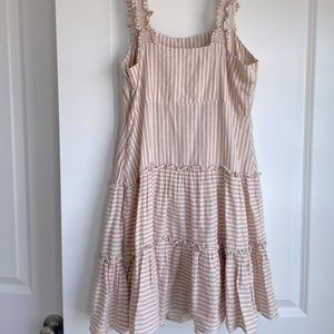 Forever 21 Tan & White Striped Dress